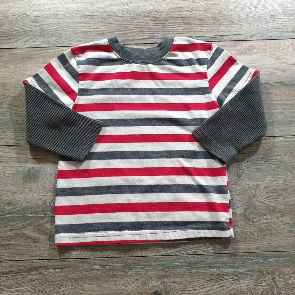 Garanimals Boys 24 Month Long Sleeve T-Shirt Toddler Red White Gray Thermal